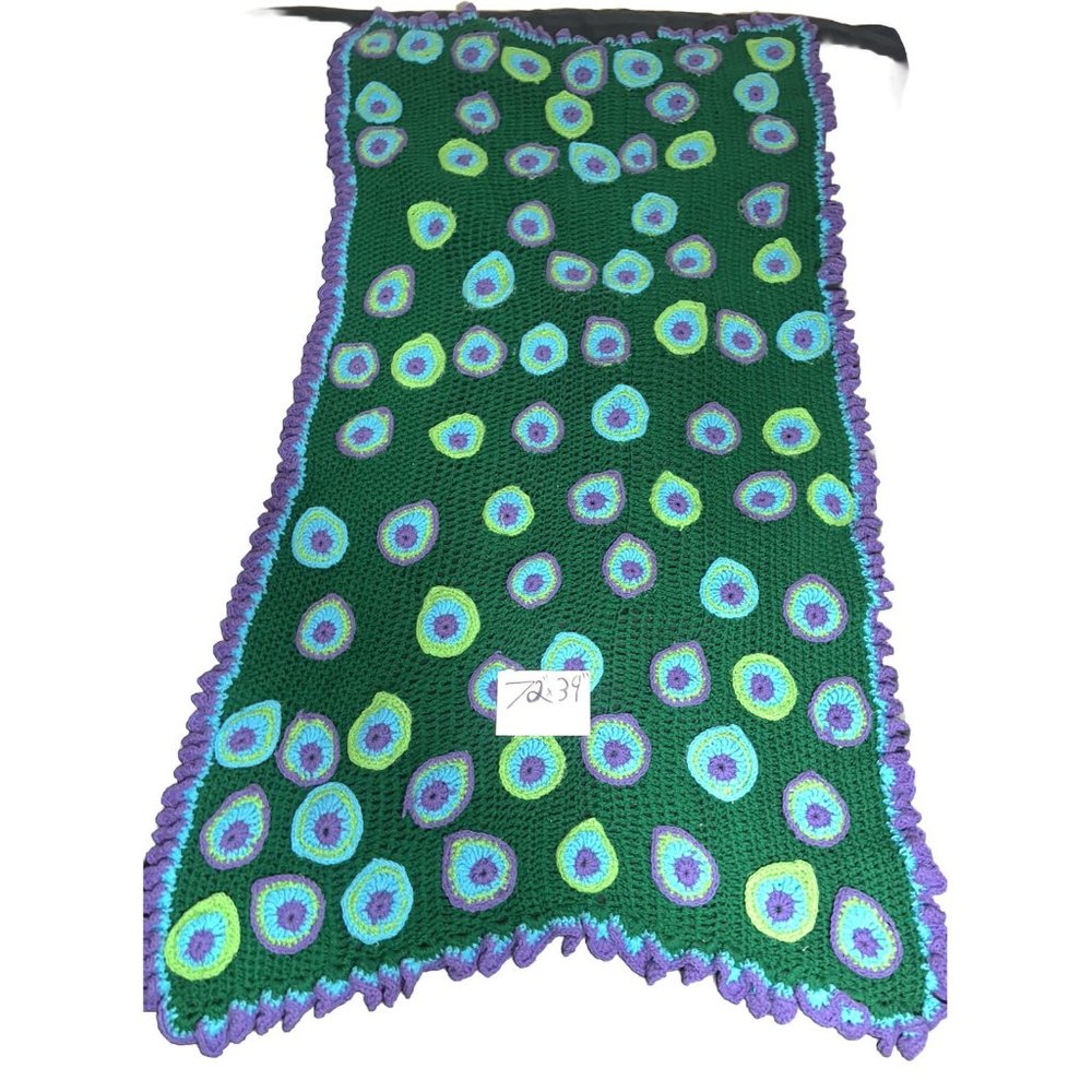 Original Design Handmade Crochet Afghan Blanket Throw Peacock Themed READ